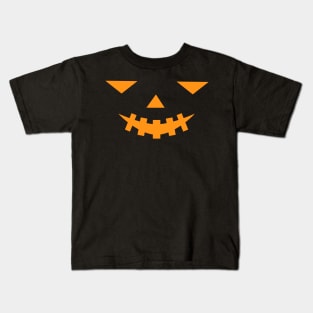 Creepy Halloween Pumpkin Face on Black Background Kids T-Shirt